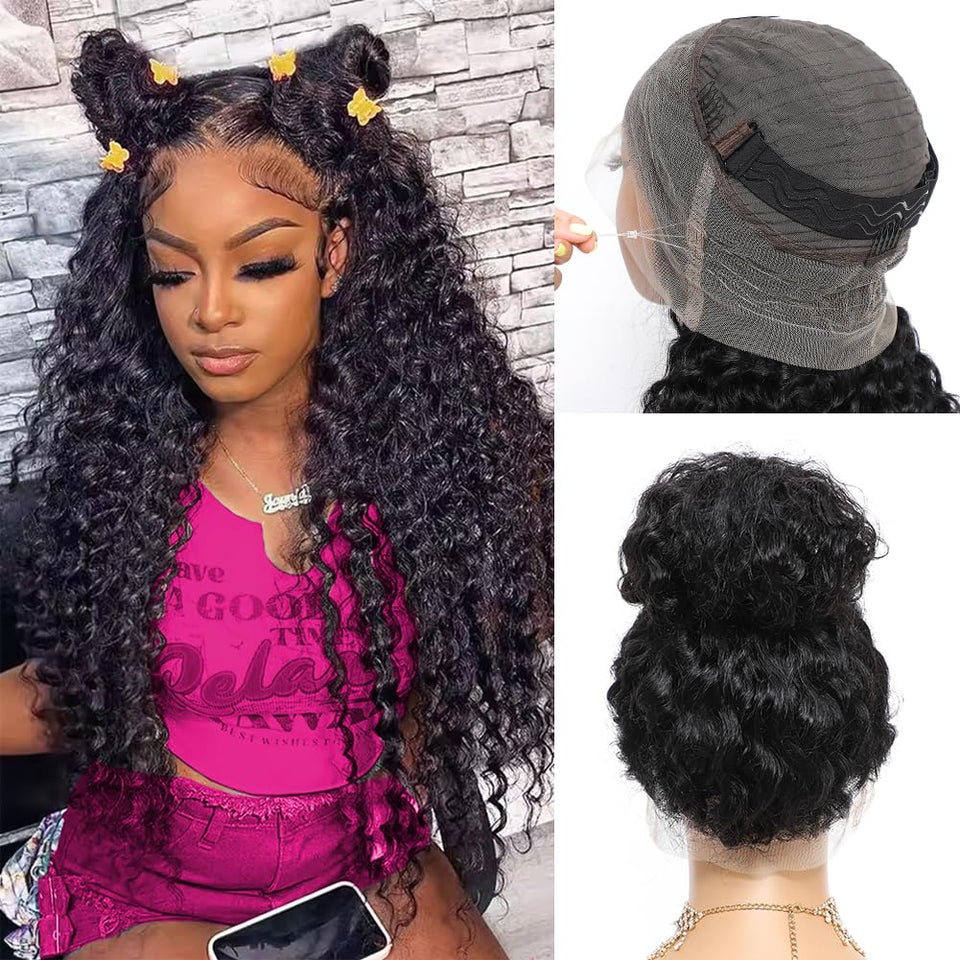 Gurxen 360 lace front wig with deep wave for natural movement.