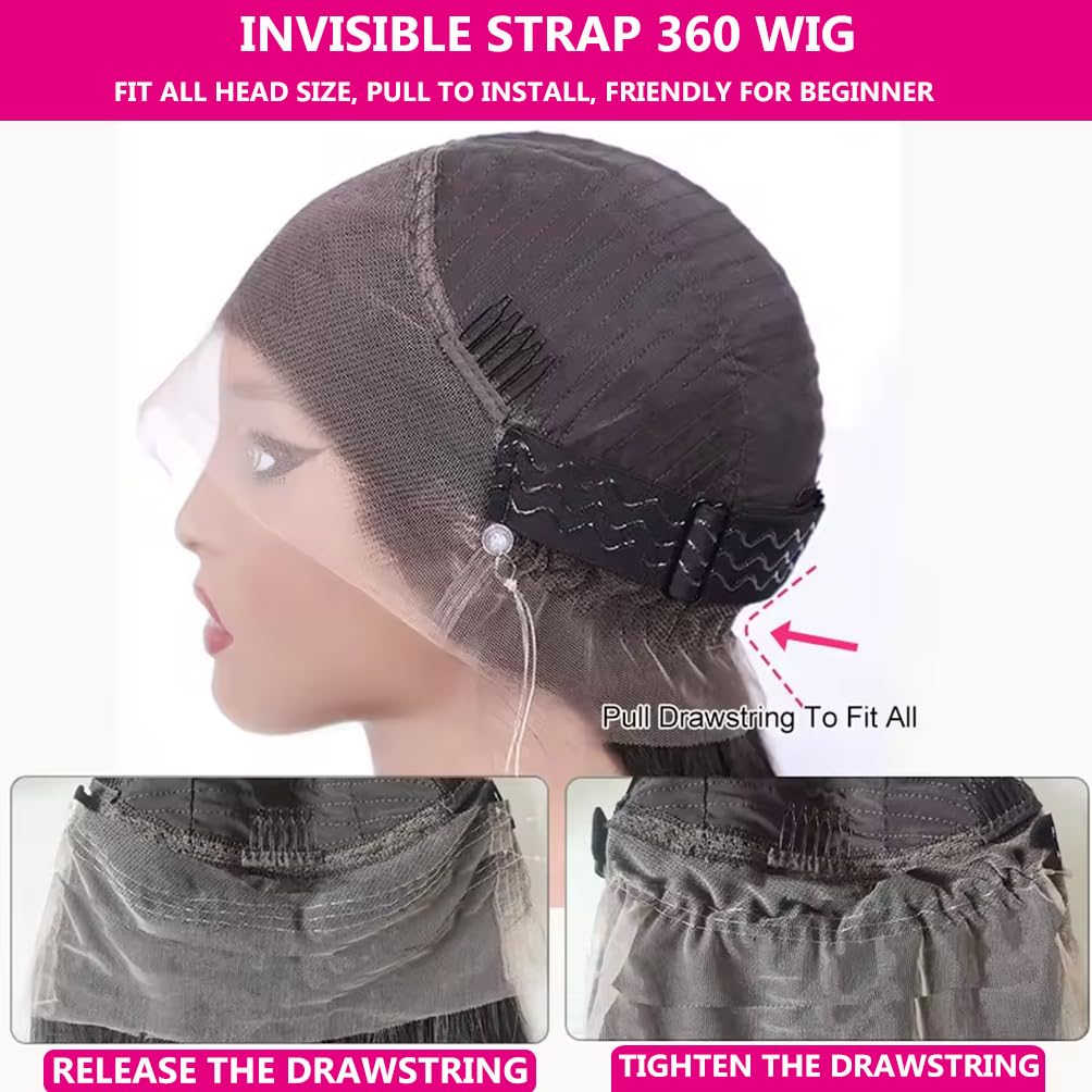 Gurxen hidden strap 360 wig ensures secure, discreet fit.