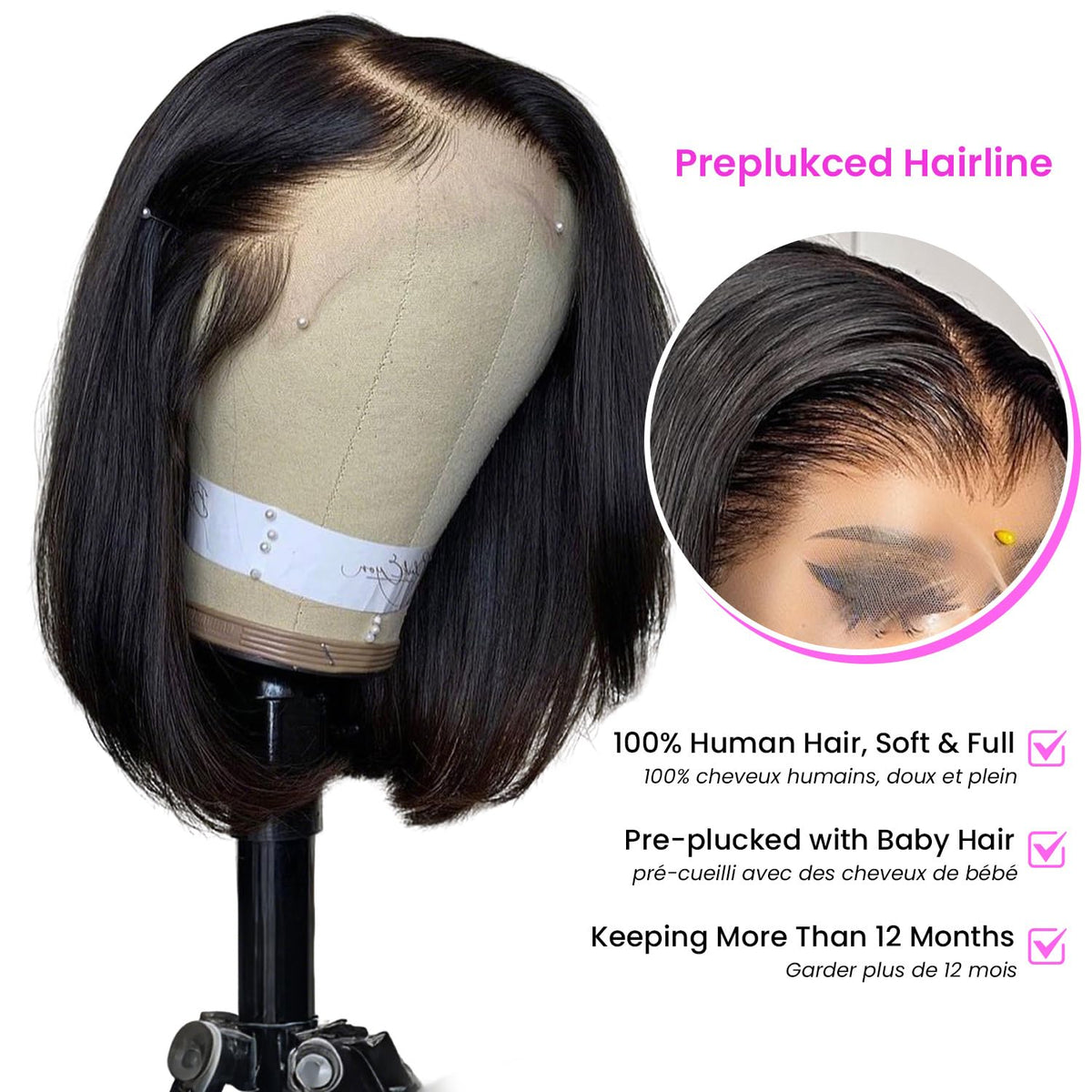 Gusif pre-plucked hairline enables an easy glueless fit.
