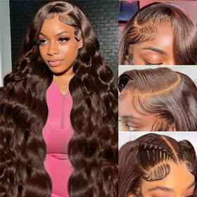 Gusif body-wave lace-front wig showing full, voluminous texture.