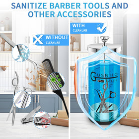 Gusnilo cleaning jar promotes safer, cleaner salon tool routines.