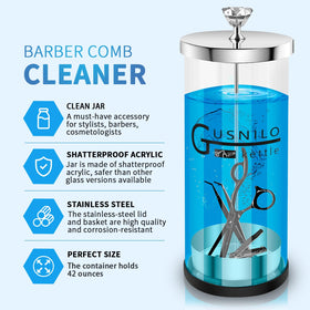 Gusnilo hairdressing tools bin enables safe soaking and easy tool handling.
