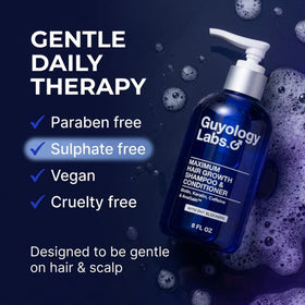 Guyology Labs Shampoo in use demonstrating rich lather with AnaGain.