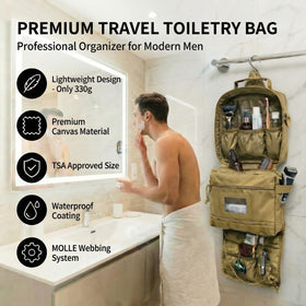 GVCELS tactical Dopp kit compact size fits easily in carry-ons.