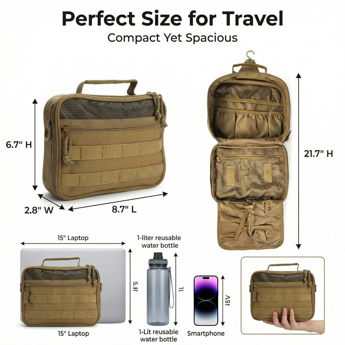 GVCELS shaving bag interior has soft pockets to protect items.