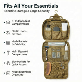 GVCELS toiletry bag with multiple pockets offers quick access.