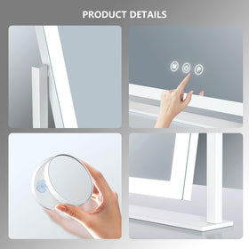 Gold framed vanity mirror adds a premium look to any setup.