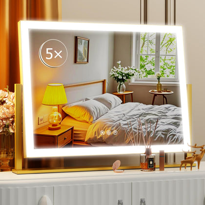 Gvnkvn lighted makeup mirror front view with bright LEDs for precise makeup application.