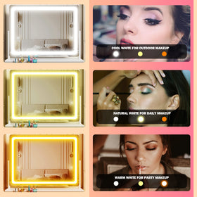 Gvnkvn lighted makeup mirror with gold finish adds a premium look.