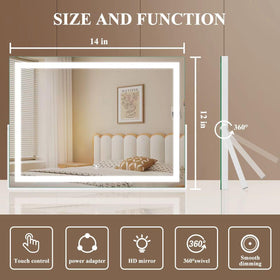 Gvnkvn Lighted Vanity Mirror dimmable touch controls for customized brightness.