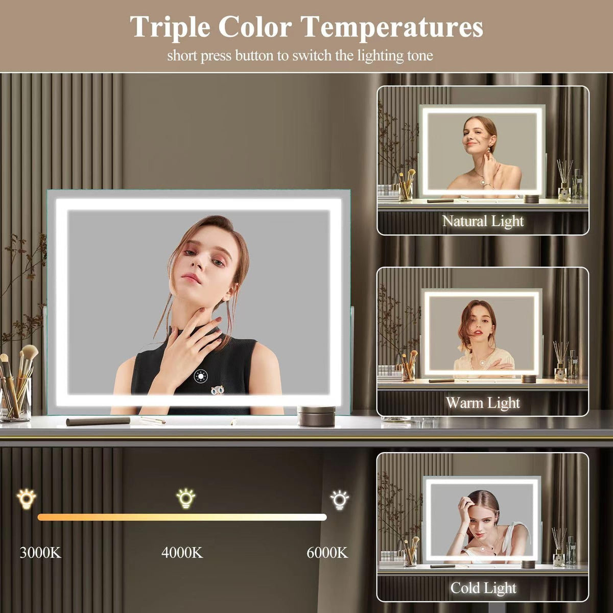 Gvnkvn Lighted Vanity Mirror 120 LED beads deliver bright, consistent illumination.