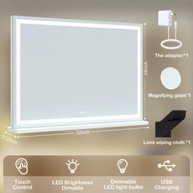 Gvnkvn makeup mirror features 180 LED beads for bright, even illumination.