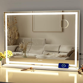 Gvnkvn makeup mirror front view with LED lighting for precise makeup application.