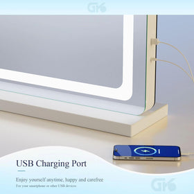 Gvnkvn vanity mirror supports desktop or wall mounting for flexible placement.