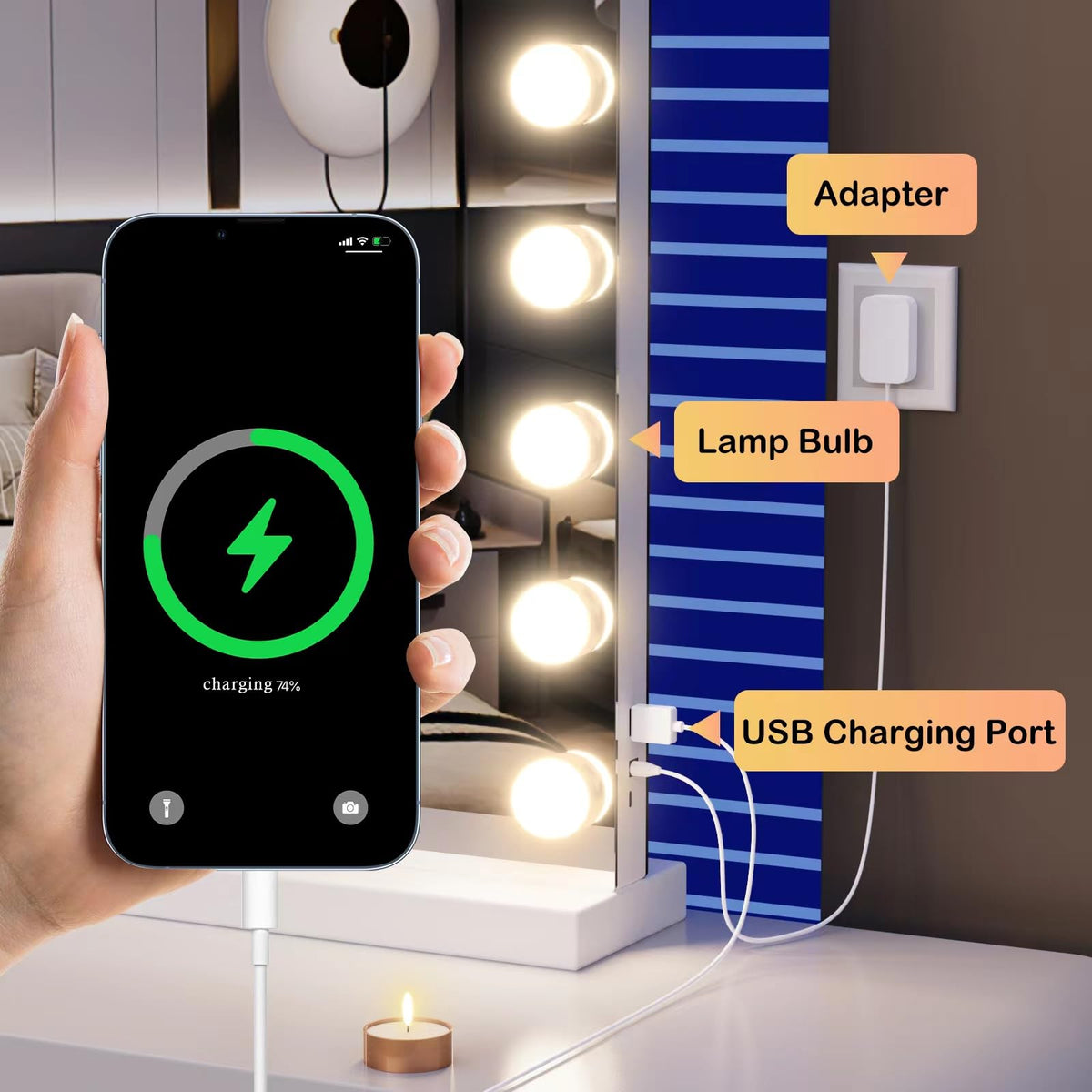 Gvnkvn smart touch control with brightness and color mode adjustments.