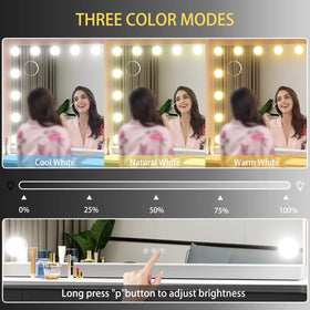 Gvnkvn vanity mirror features 3 color modes from cool to warm illumination.