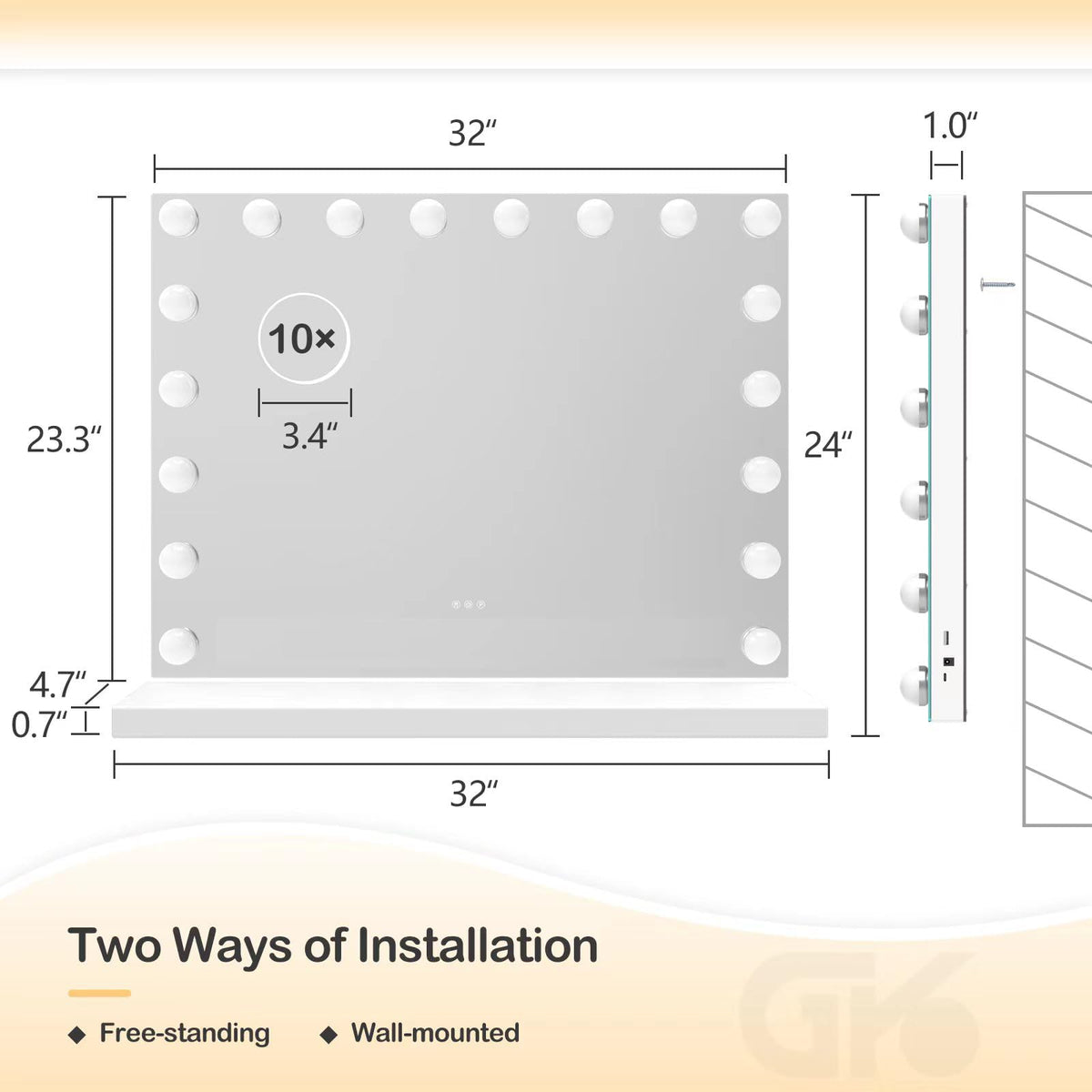 Gvnkvn vanity mirror color temperature options from warm to cool
