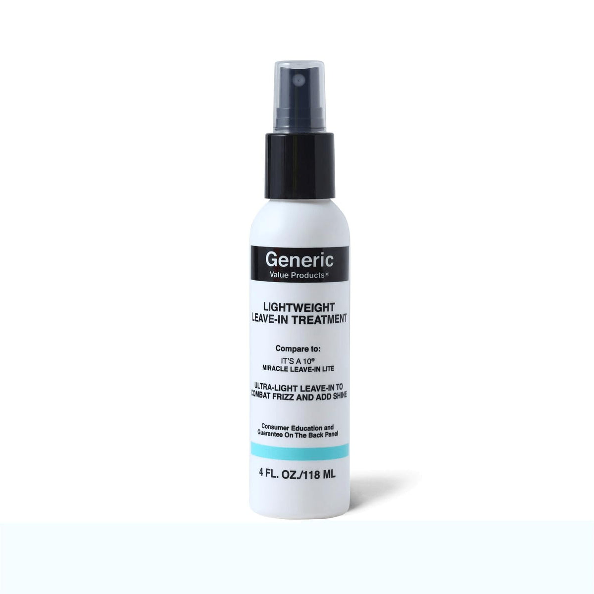 Generic Value Products Lightweight Leave-In bottle closeup showing conditioning benefits and color protection