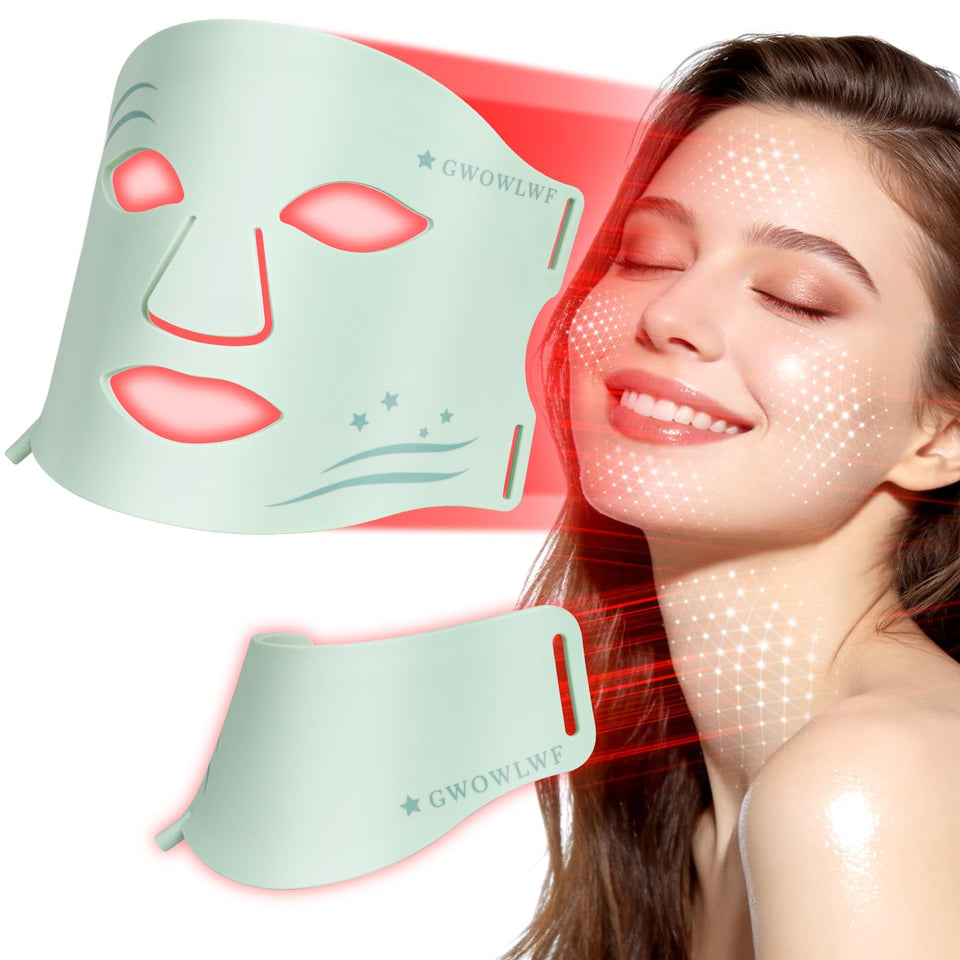 GWOWLWF LED face mask with neck delivers balanced red light coverage for targeted facial areas.