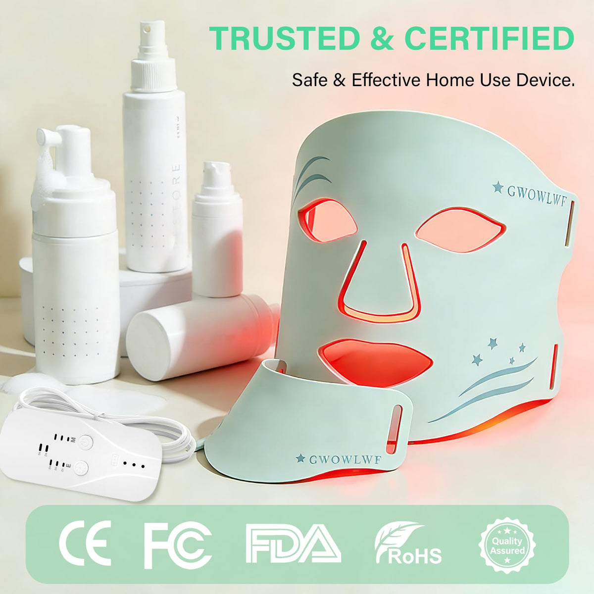 GWOWLWF rechargeable controller powers cordless treatments for flexible use.