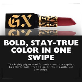 GXVE Original Me lipstick close-up highlights matte finish and comfortable wear.
