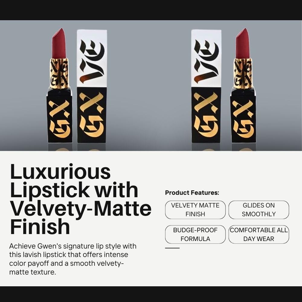 GXVE Original Me lipstick on lips demonstrates one-swipe color with high impact.
