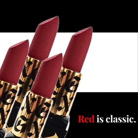 GXVE Original Me lipstick swatch reveals velvety-matte texture and smooth glide.