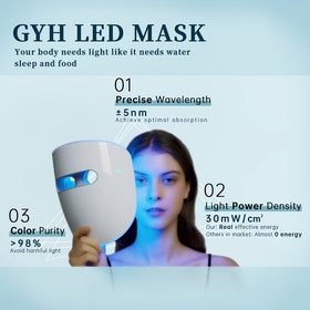GYH LED mask chin pad adjustable for a comfortable, secure fit.
