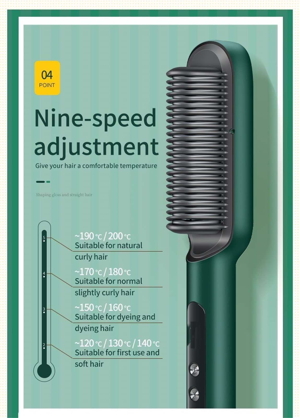 GYLCTOM ergonomic anti-scald design for safe handling during styling.