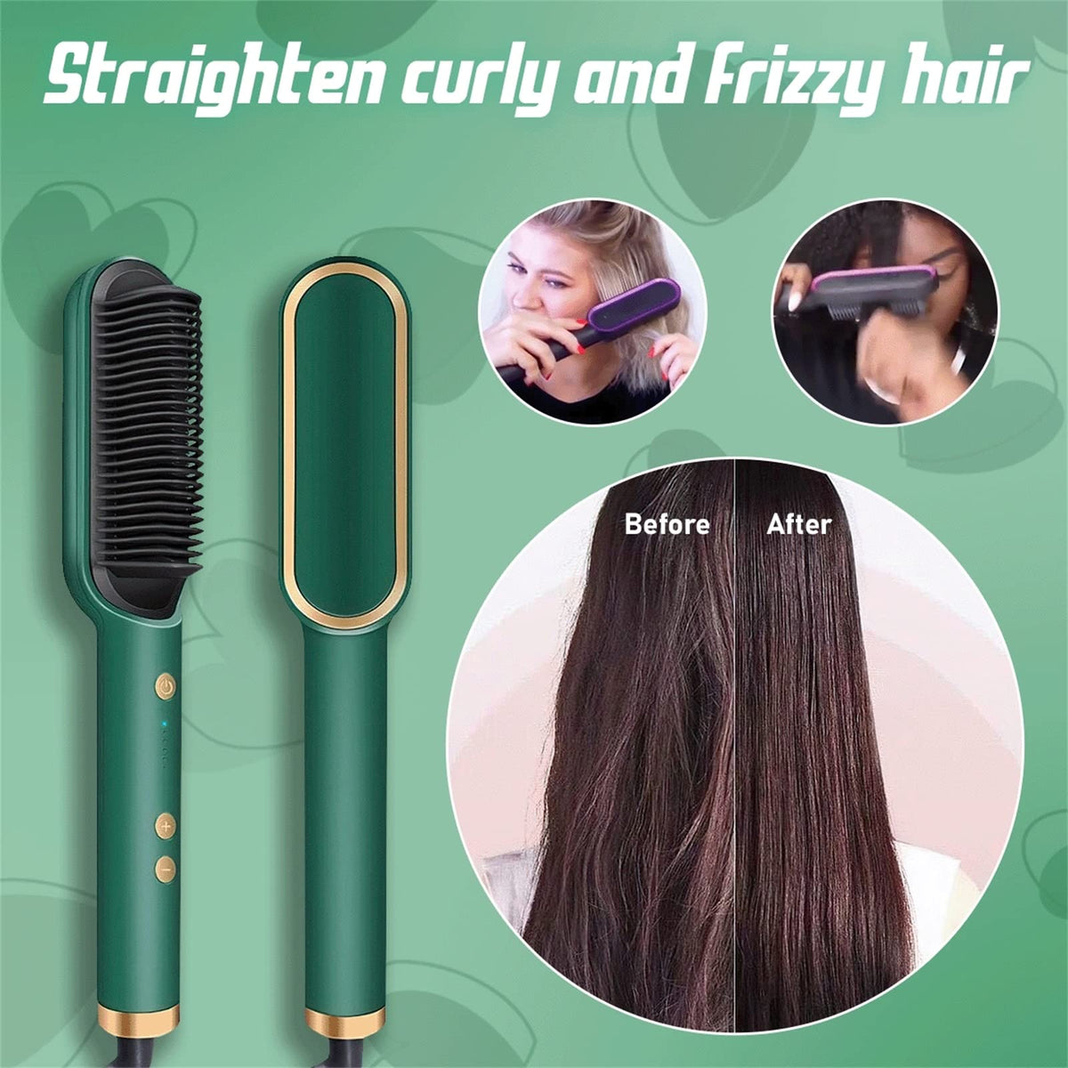 GYLCTOM 2-in-1 straightener brush in action for quick styling.