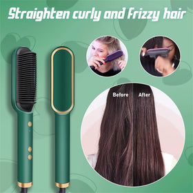 GYLCTOM 2-in-1 straightener brush in action for quick styling.