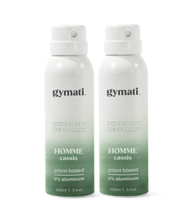 Gymati natural deodorant bottle close, aluminum-free formula for daily freshness.