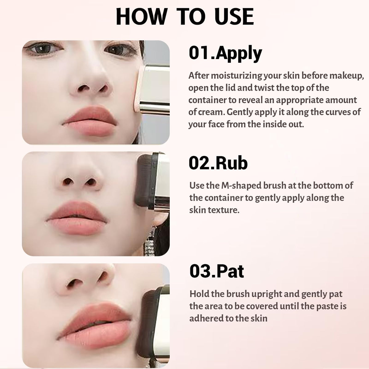 Gymfber foundation stick demonstrates portable design for quick touchups.