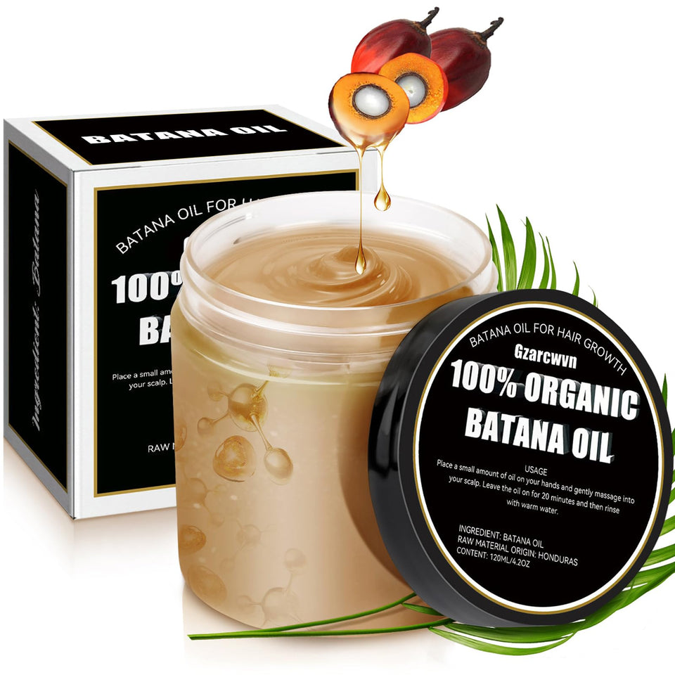 Gzarcwvn Batana oil bottle for natural hair nourishment and growth support.