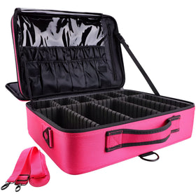 gzcz rose-red exterior shows a durable, travel-ready makeup case.