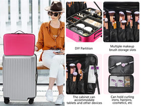 gzcz rose-red multipurpose case stores jewelry, brushes, and more.