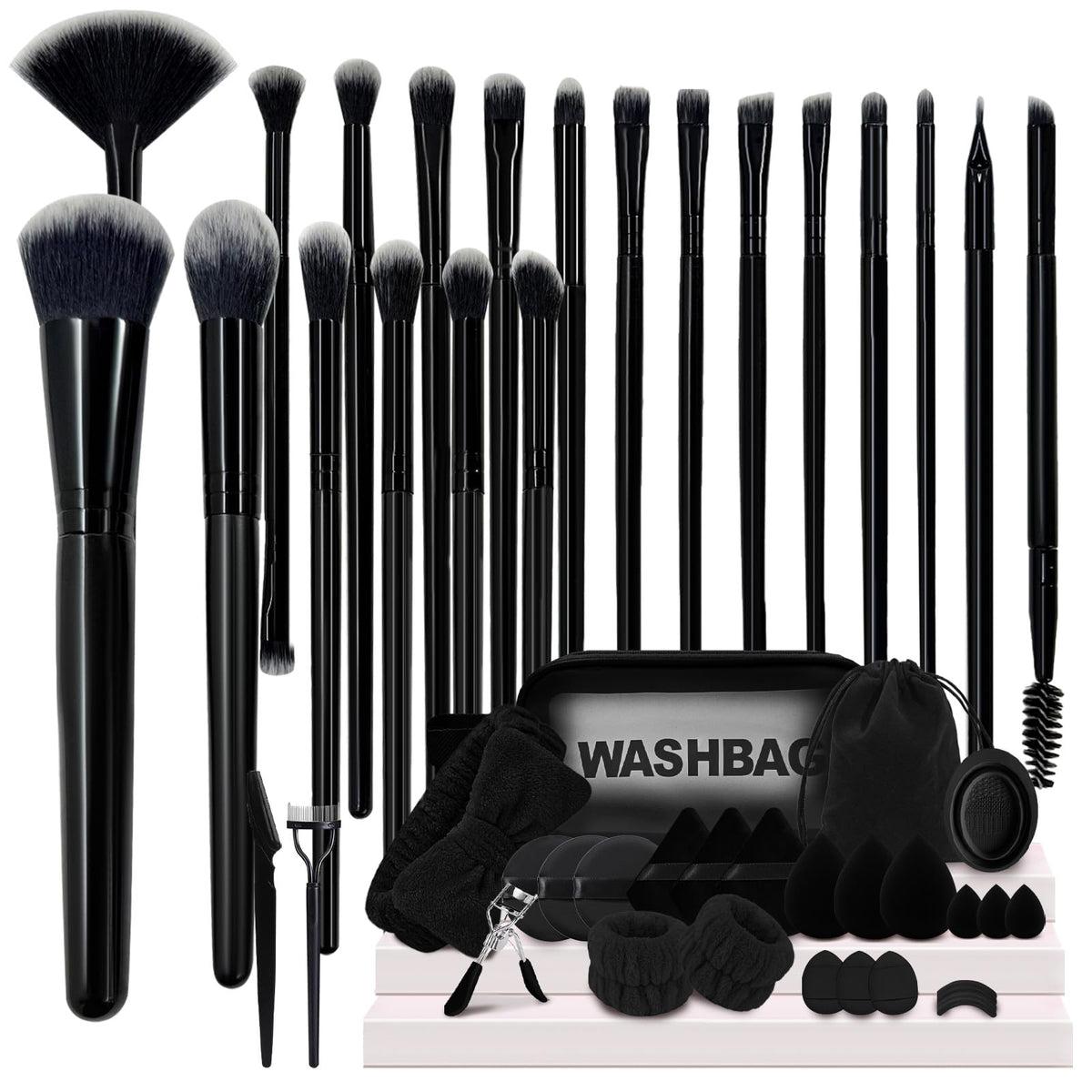 GZIXBDA makeup brush set 48pc kit with organized tools for flawless blending.