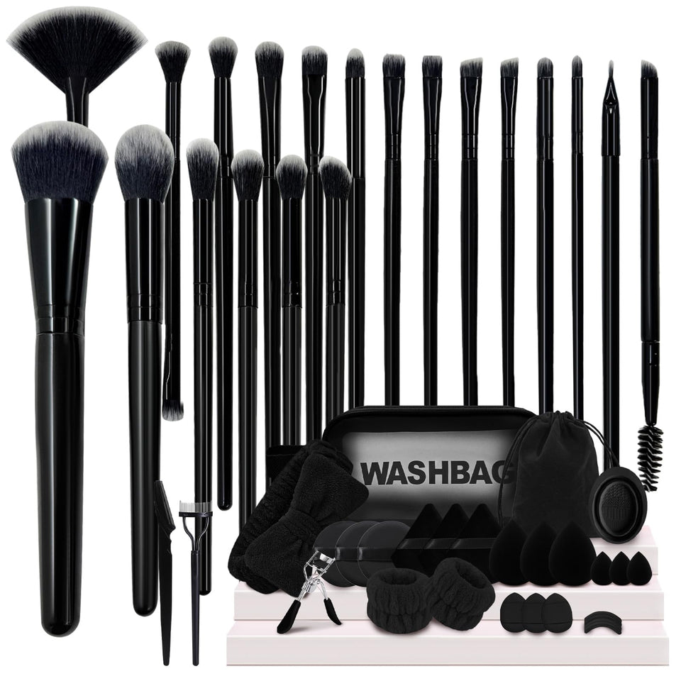 GZIXBDA makeup brush set 48pc kit with organized tools for flawless blending.
