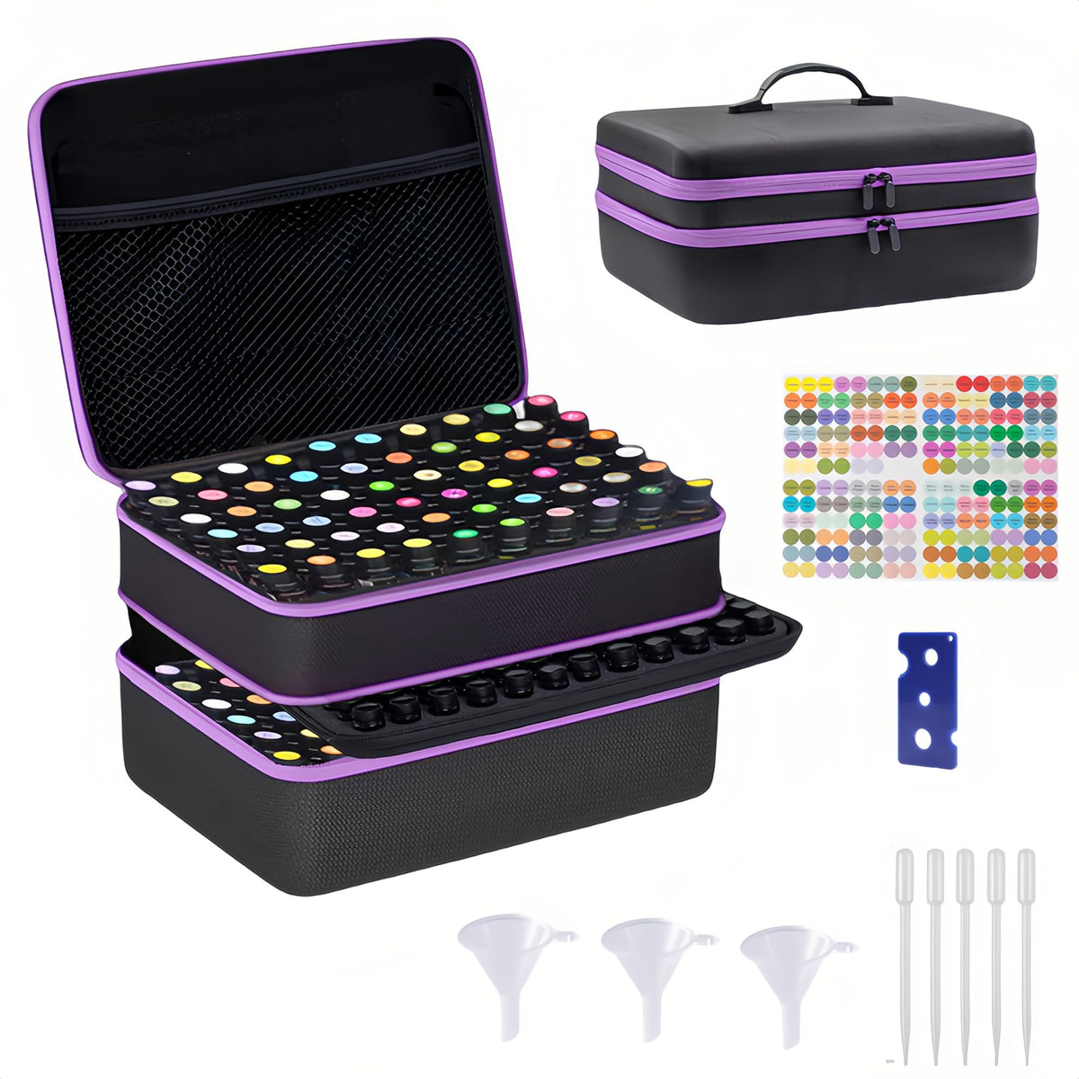 GZWENHAN 204-slots capacity case keeps 1–15 ml bottles neatly organized for easy access.