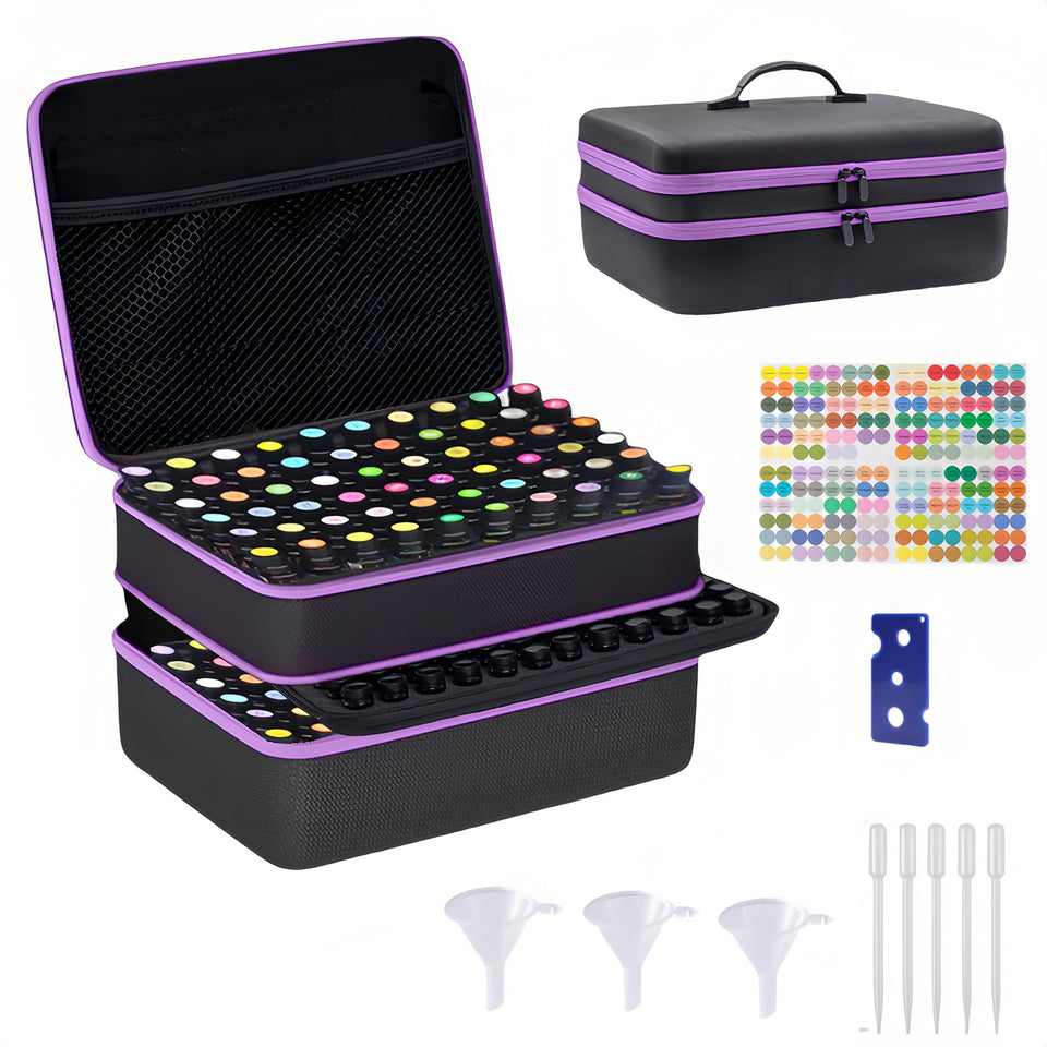 GZWENHAN 204-slots capacity case keeps 1–15 ml bottles neatly organized for easy access.