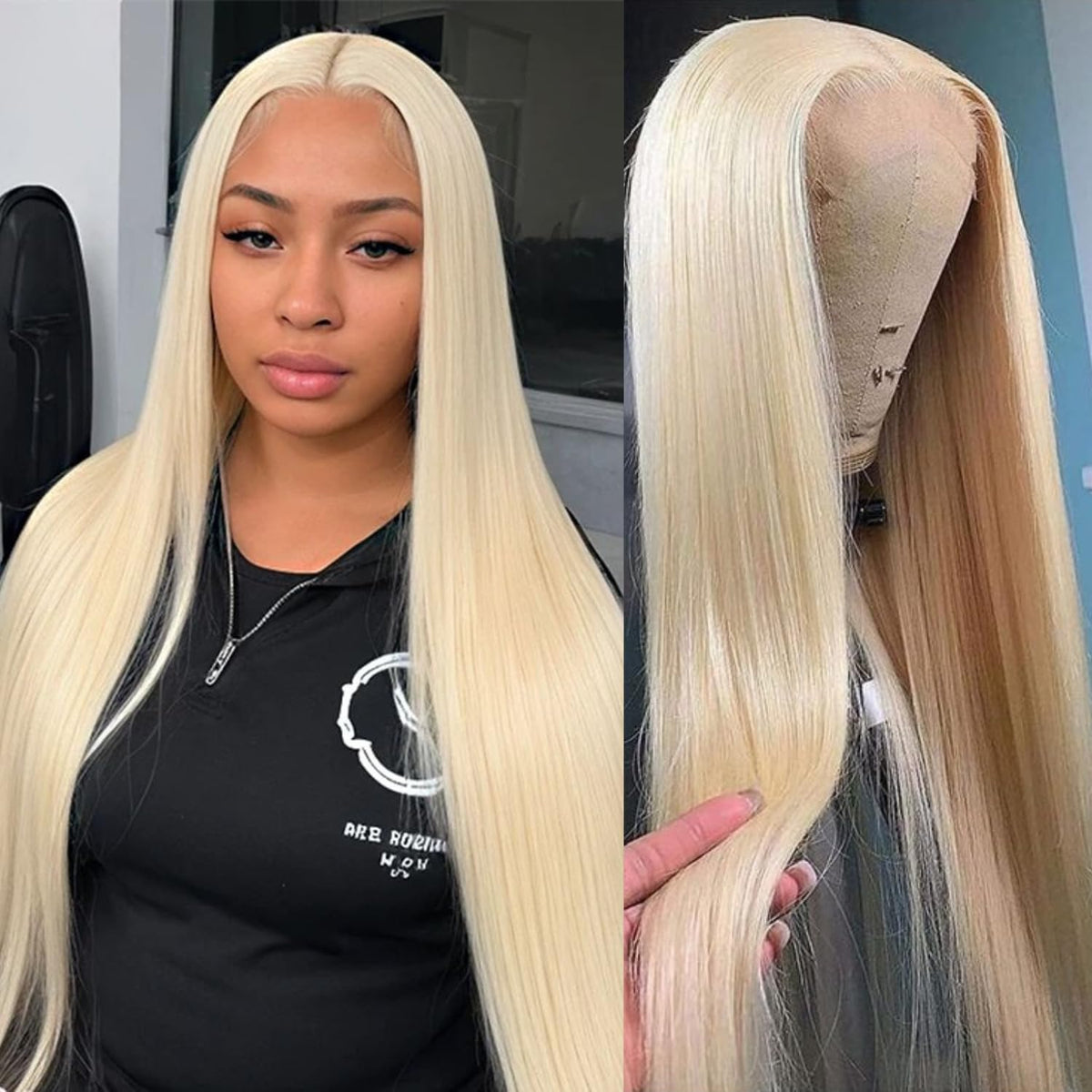 GZX 613 bleached blonde lace front wig in 28 inches for everyday styling.