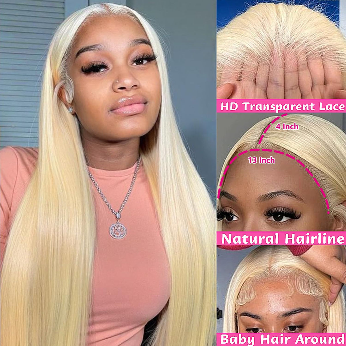 GZX 613 transparent lace front wig blends with skin tone for seamless look.