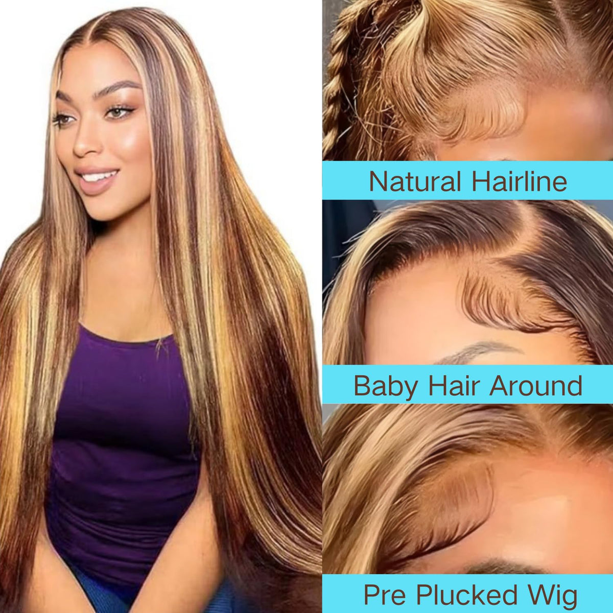 GZX honey blonde 4/27 HD lace front wig with natural scalp appearance