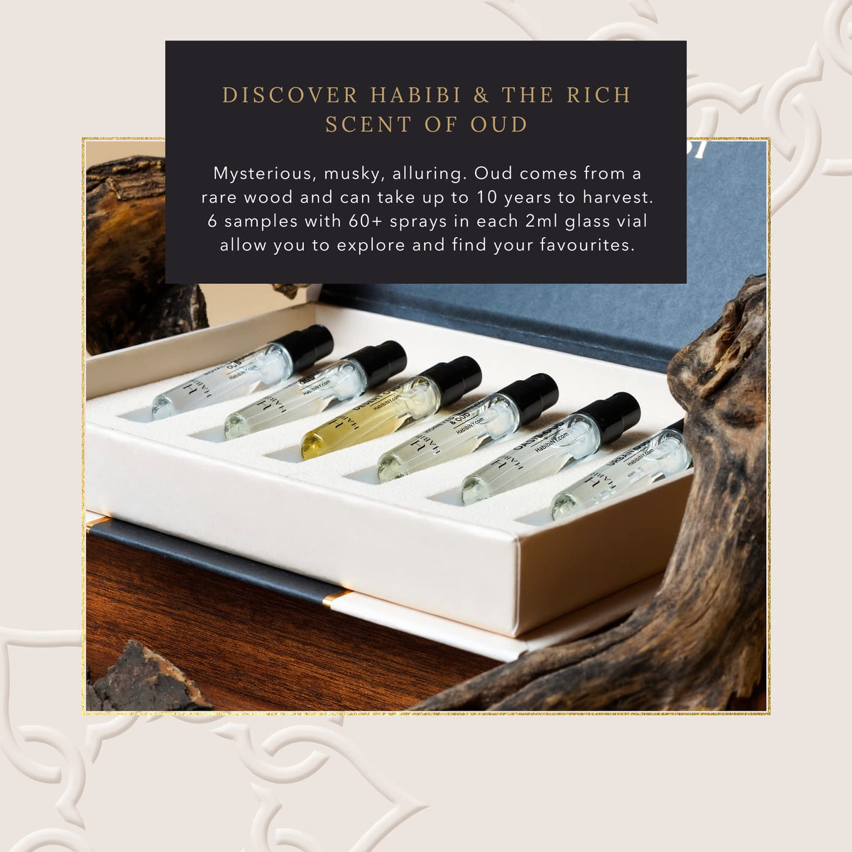 H Habibi Oud Discovery Gift Box presents premium packaging for gifting.