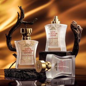 H HABIBI White Moroccan Leather spray action for easy application.