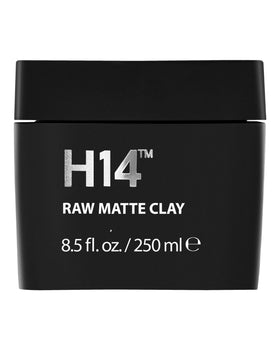 H14 Raw Matte Clay tin close-up shows true matte finish and strong hold.