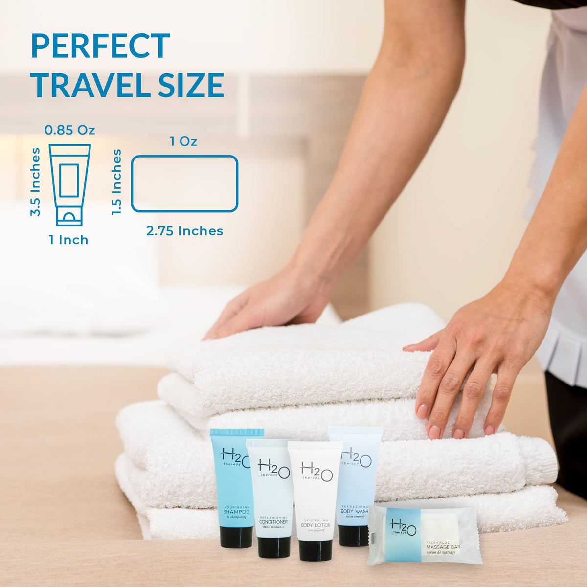 Body wash bottle travel size designed for guest showers