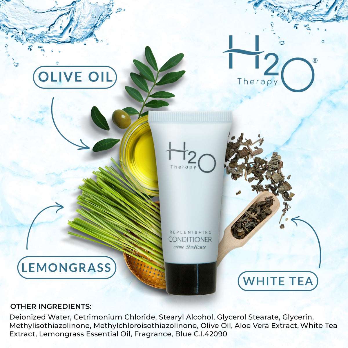 H2O Therapy travel-size conditioner stored in closets keeps spaces organized and clutter-free.