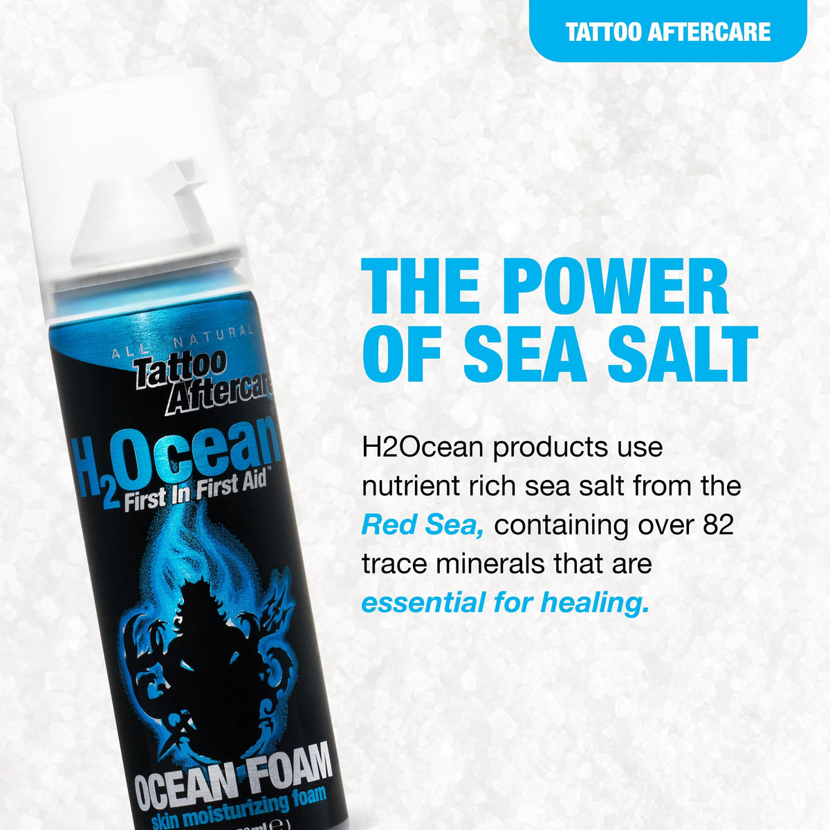 Applying Ocean Foam on skin to protect a tattoo during healing.