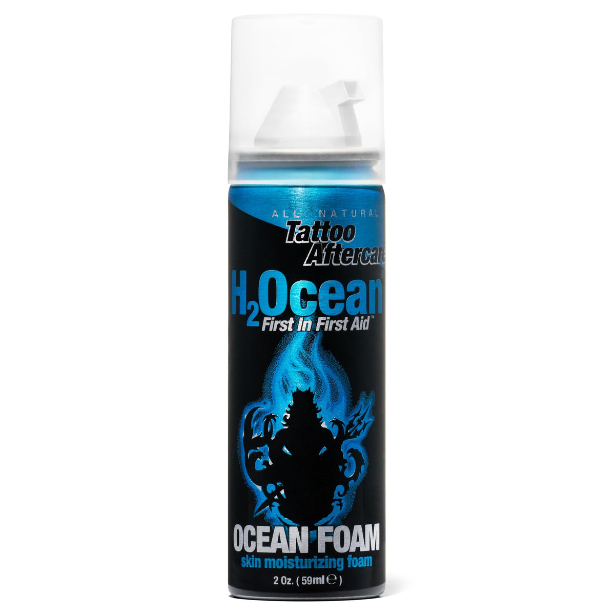 H2Ocean Ocean Foam tattoo aftercare bottle showing breathable seal.